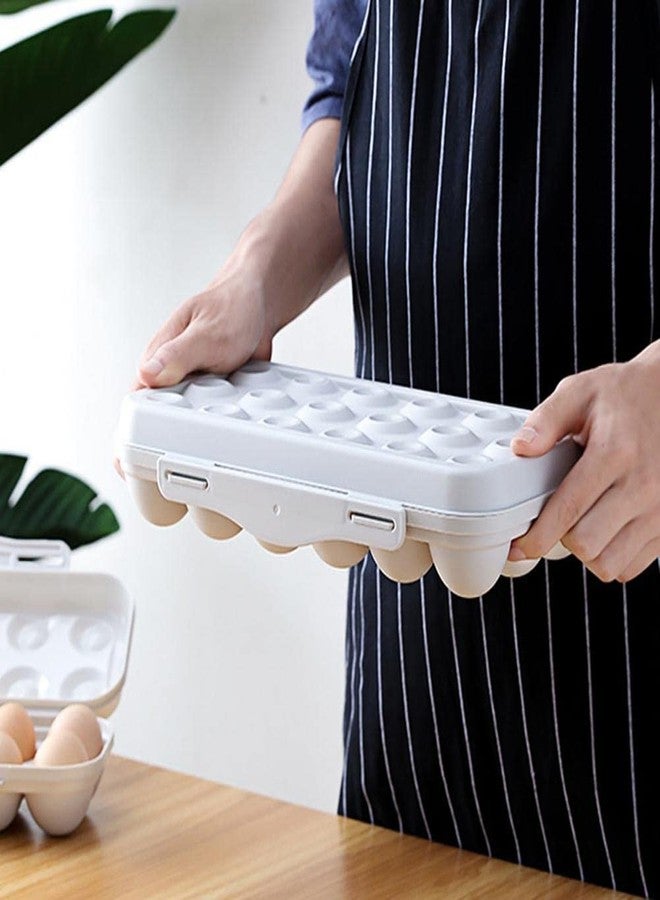 PLUMAZE 18-Grid Egg Storage Box with Lid | Plastic Egg Holder Tray | The Ultimate Refrigerator Solution (Cream) - Image 2